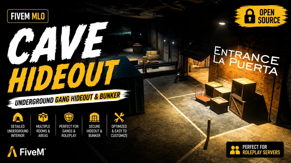 Cave Hideout MLO FiveM | Underground Gang Hideout & Bunker | Open Source